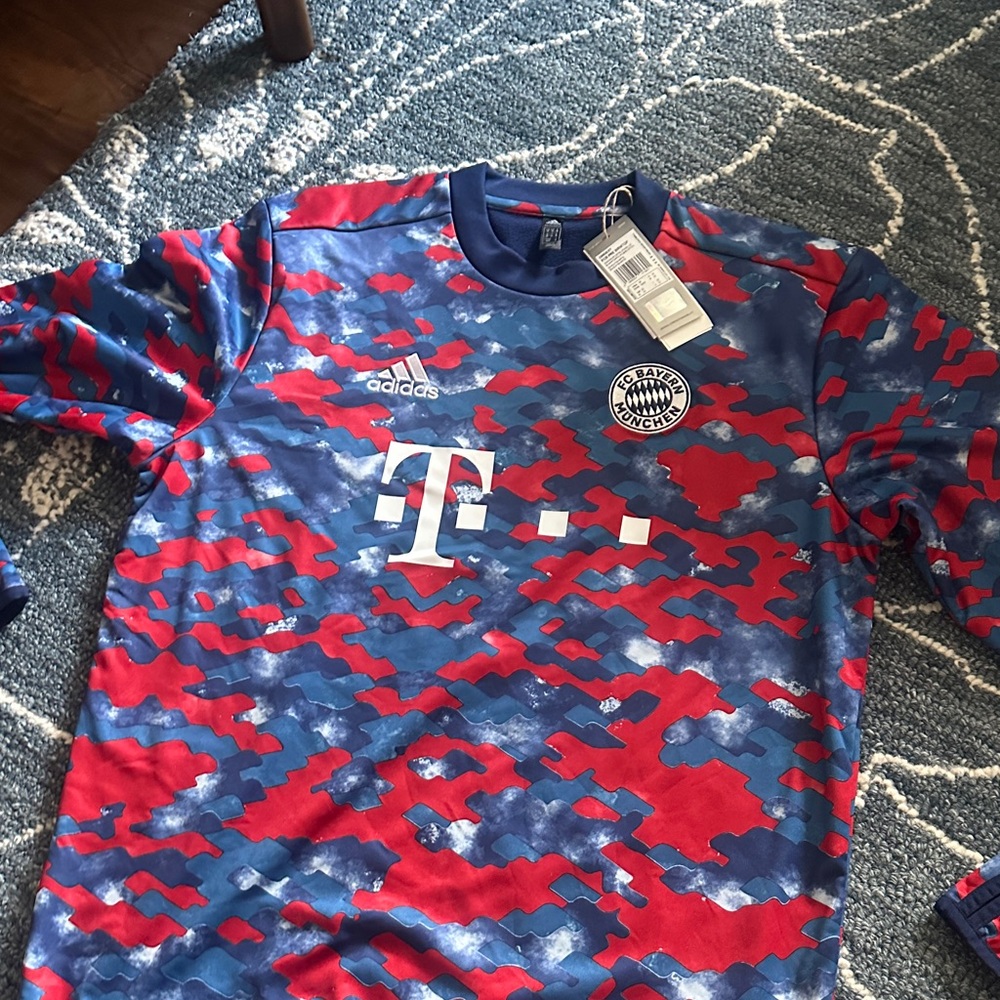 Adidas Kids Bayern Munich Camo Jersey - Red and Blue